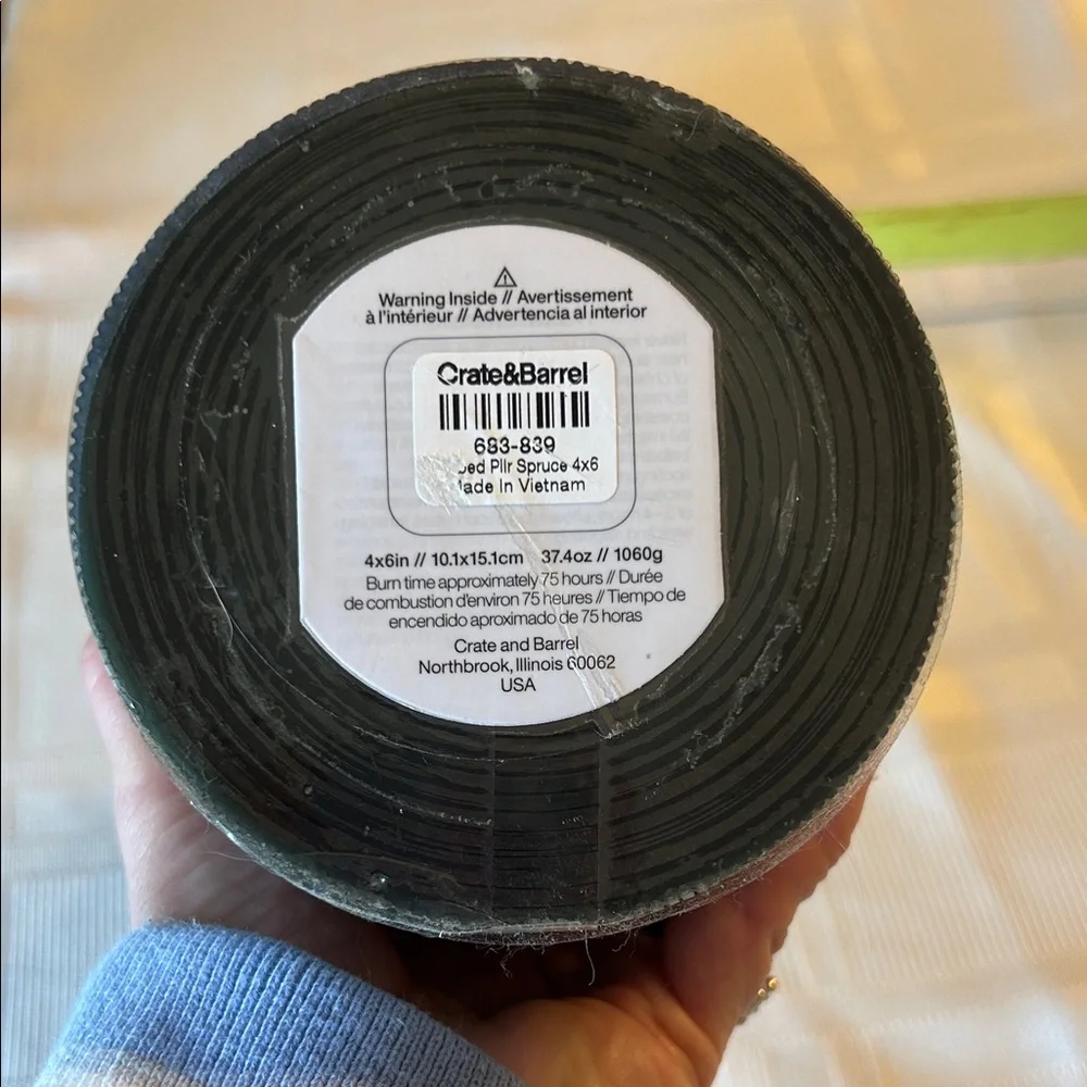 NWT Crate & Barrel Pillar Candle